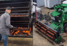 Asado sobre una cosechadora se vuelve viral en festival menonita de Chihuahua